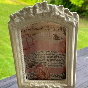 Cream Colored Ceramic Floral Picture Frame